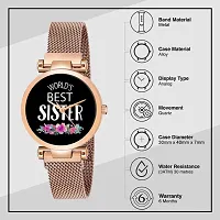 Relish Worlds Best Sister, Rose Gold Magnetic Mesh Strap Analog Watch for Girls  Women-thumb3