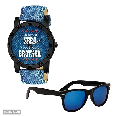 Relish Blue Dail, Analogue Watch  Blue Wayfarer Sunglass Combo for Mens  Boys | Birthday  Rakhi Gift for Men  Boys-thumb0