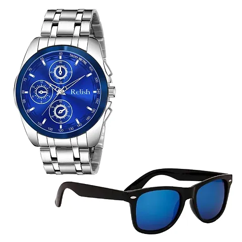 Relish Dail, Analogue Watch Wayfarer Sunglass Combo for Mens Boys | Birthday Rakhi Gift for Men Boys