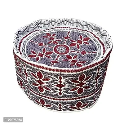 Genric Maroon Rhombus EMBROIDRERED BARKATI TOPI-thumb0