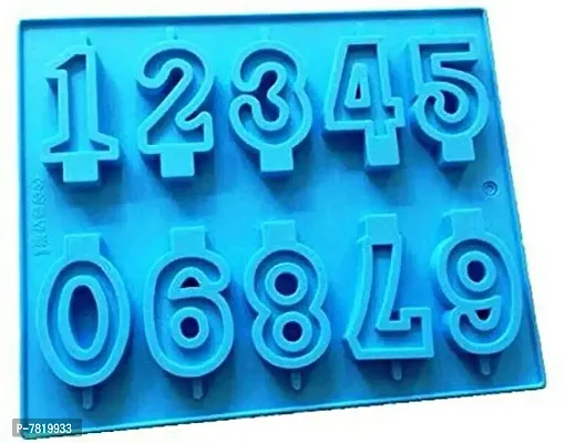 10 cavity Numbers (0-9) in Blocks Chocolate Candy Ice Candle Soap Mold Silicone Soap Mold for Birthday Cake Toppers-thumb0