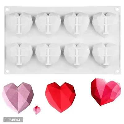 8-Cavity Pinata Diamond Heart Cake Mould, Soap Mould Flexible Mould Silicone Mould for ice Lattice Tray Chocolate Mould Candle Mould-thumb0