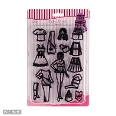 14PCS Fashion Clothes Cookie Cutter Plastic Fashion Girl Fondant Cutter Dress Skirt Sugarcraft Cake Mold Cake Decorating Tools-thumb2