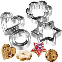 12 Pcs Cookie Cutter Set, Mini Stainless Steel Geometric Cookie Cutters Shapes Heart Star Circle/Round Flower Mould |Cookie Cutter Shapes-thumb1