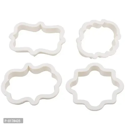 4pcs Vintage Plaque Frame Cookie Cutter Set Plastic Biscuit Mould Fondant Cake Decorating Tools