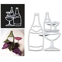 Wine Bottle and Glass Shape Fondant Mold | Plastic Cutter Set for Biscuit Mold, Cupcake, Muffin, Cake, Fruit, Vegetables, or Dough Cut | Baking Decorating Tools &ndash; 4 Pcs-thumb2