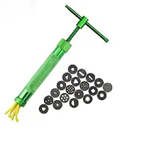 Fondant Extruder, Stainless Steel Sugar Paste Extruder Craft Gun with 20 Interchangeable Discs for Sugar Craft Cake and Clay Decorating Tool(Green)-thumb4