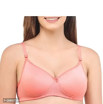 Stylish Peach Cotton Solid Bras For Women