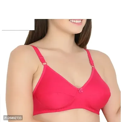 Stylish Pink Cotton Solid Bras For Women