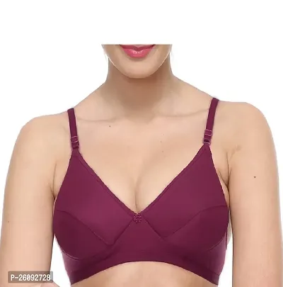 Stylish Purple Cotton Solid Bras For Women