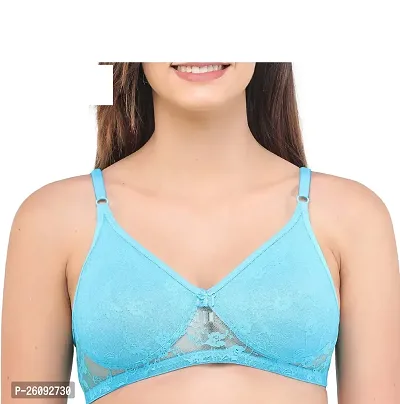 Stylish Turquoise Cotton Solid Bras For Women