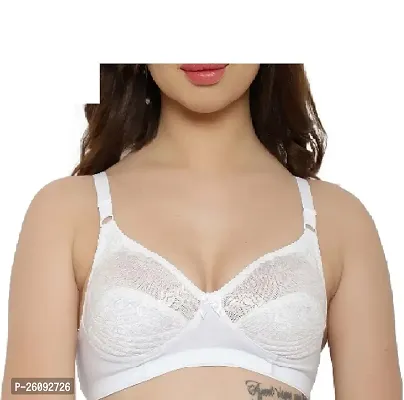 Stylish White Cotton Solid Bras For Women-thumb0