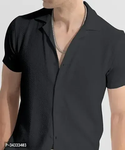 Stylish Black Cotton Regular Fit Shirt For Men-thumb0