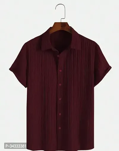 Stylish Maroon Cotton Regular Fit Shirt For Men-thumb0