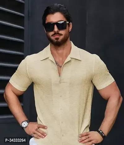 Stylish Peach Cotton Regular Fit Shirt For Men