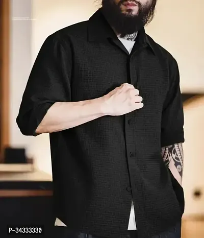 Stylish Black Cotton Regular Fit Shirt For Men