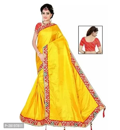 Beautiful Vichitra Silk Self Pattern Women Saree with Running Blouse