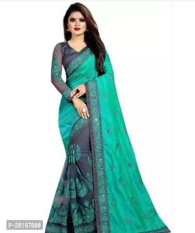 Beautiful Vichitra Silk Embroidered Women Saree with Separate Blouse-thumb0