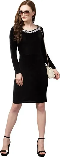 Stylish Black Velvet  Dress For Women