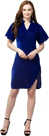 Stylish Blue Velvet  Dress For Women