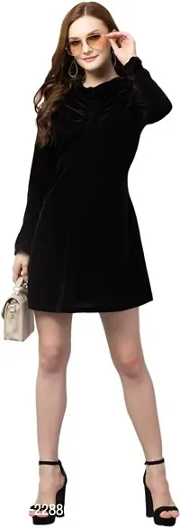 Stylish Black Velvet  Dress For Women