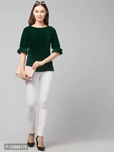 Elegant Green Velvet Top For Women