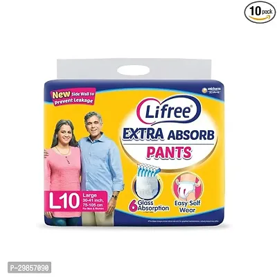 Lifree Extra Absorb Adult Diaper Pants Unisex, Large (L), 10 Pieces-thumb0