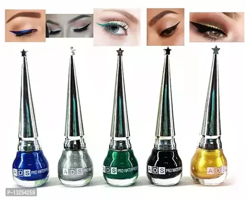 ADS-PRO Waterproof Liquid Glitter Eyeliner Blue, Silver, Green, Golden And Black 6 ML Each-thumb0