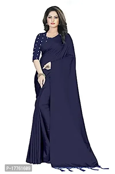 Sardar creation Women's Silk Saree With Unstitched Blouse Pices(Sardar creation103-Navy)-thumb0