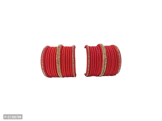 Smita's Creations Silk Thread Designer Bangles with Rhinestone Beadchain  Plastic material (Red)
