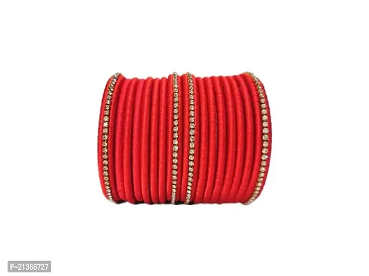 Smita's Creations Silk Thread Designer Bangles Rhinestone Plastic (Red)