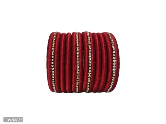 Smita's Creations Silk Thread Designer Bangles Rhinestone Plastic (Maroon)