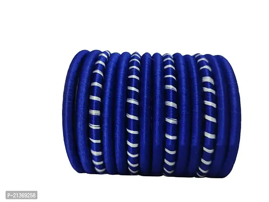 Smita's Creations Silk Thread Designer Bangles with Plastic material (Blue  white)