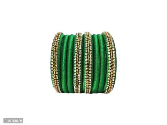 Smita's Creations Silk Thread Designer Bangles Beadchain  kundan Plastic (Green)-thumb0