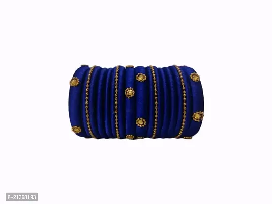 Smita's Creations Silk Thread Designer Bangles Beadchain  kundan Plastic (Royal Blue)-thumb0