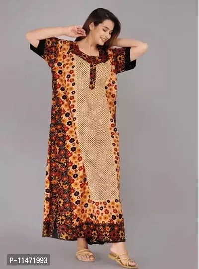 Elegant Cotton Printed Nighty For Women