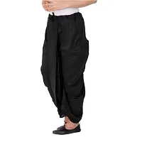 FANZI Black Silk Plain Dhoti for Men-thumb1