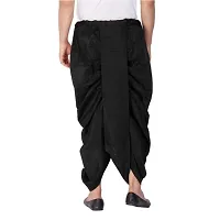 FANZI Black Silk Plain Dhoti for Men-thumb2