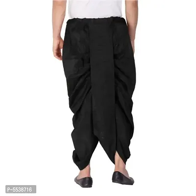 FANZI Black Silk Plain Dhoti for Men-thumb3