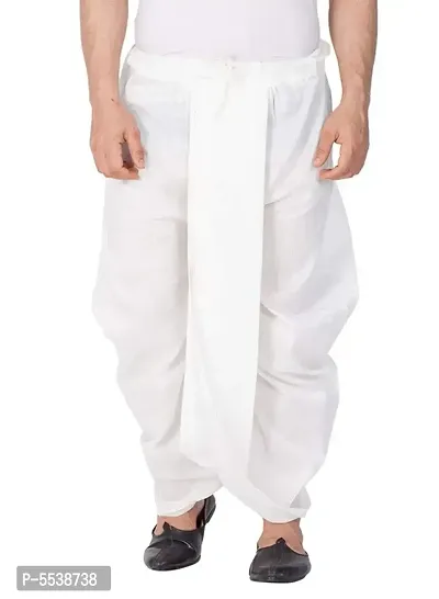 FANZI White Cotton Dhoti for Men-thumb0