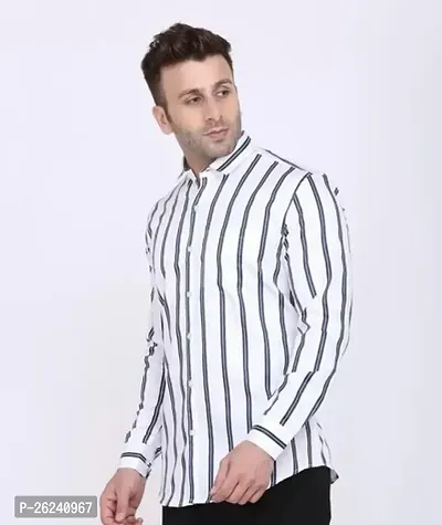 Reliable Multicoloured Cotton Striped Long Sleeves Casual Shirts For Men-thumb0