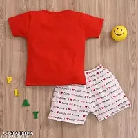 Stylish Red Cotton Printed Clothing Set For Boys-thumb1