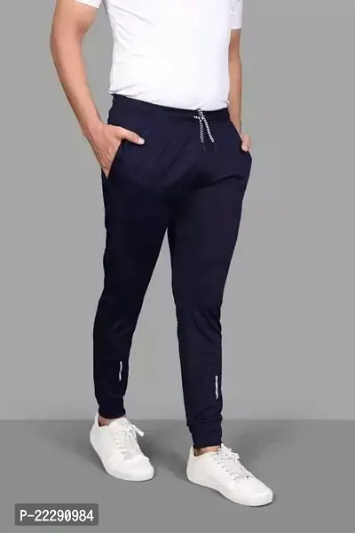 Stylish Navy Blue Lycra Regular Fit Regular Track Pants Pack Of  1
