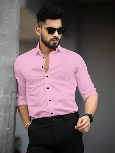 Comfortable Cotton Blend Long Sleeve Formal Shirt 