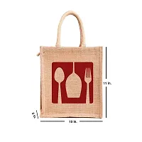 Dasvilla Lunch Box Jute Bag Combo with Zip & Bottle Holder||Tiffin/Lunch Carry Bags for Office Men & Women|| Multipurpose Jute Carry Bag (Design 7)-thumb1