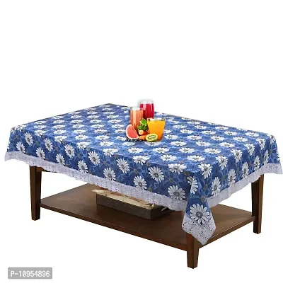 Dasvilla PVC Center Table Cover (40X60 inches,Blue) Rectangular Center Table Cover (Blue Floral)-thumb0