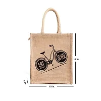 Dasvilla Lunch Box Jute Bag Combo with Zip & Bottle Holder||Tiffin/Lunch Carry Bags for Office Men & Women|| Multipurpose Jute Carry Bag (Design 1)-thumb2