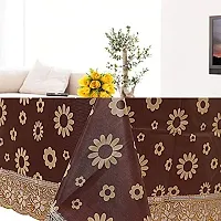 Dasvilla PVC 4 Seater Dining Table Cover Rectangle Dinning Table Cover (4 Seater ( 45 X 70 inches ), Brown Floral)-thumb1