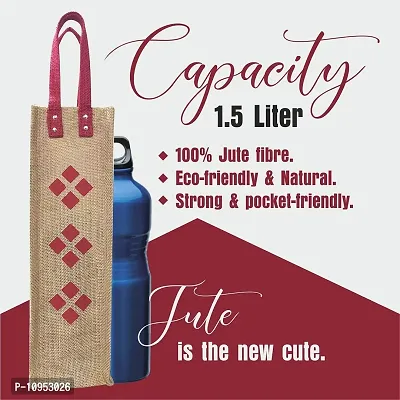 Dasvilla Bags Jute Eco - Friendly Water Bottle Wine Bottle Carry Bag (1.5 L Capacity) (Design 5)-thumb2