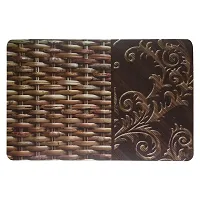 Dasvilla PVC Printed Dining Table Mats/Placemats for Table(Set of 6,Brown 11.5x17.5 inch)-thumb1